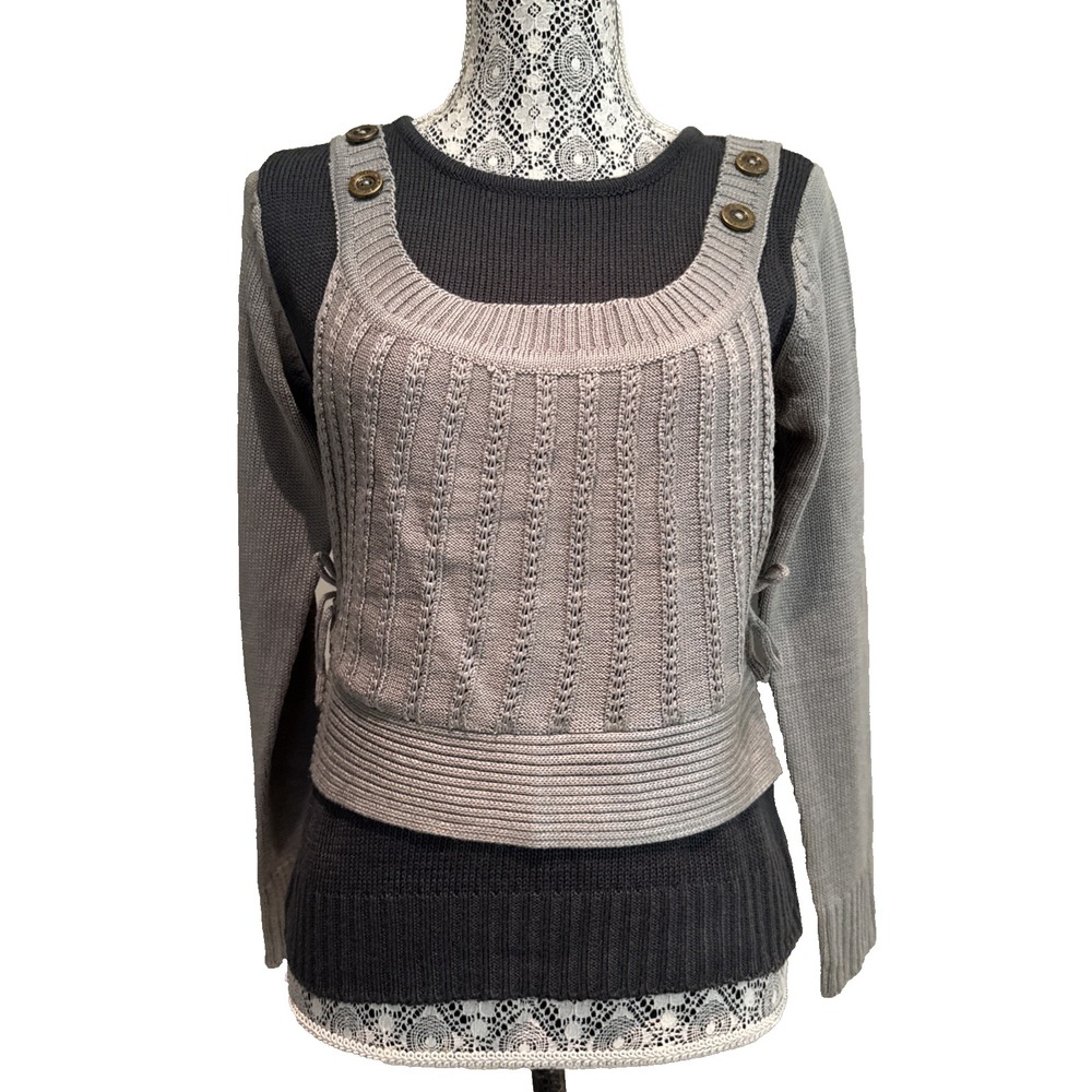 Nordstroms Northeast X Southwest woman’s ‎ Grey Sweater S peasant Y2K